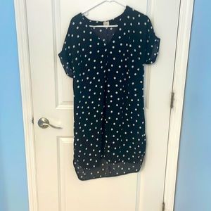 Black and white polka dot high low tunic